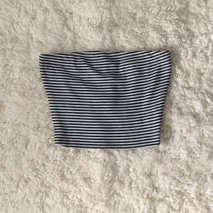 Blue & White Striped Tube Top